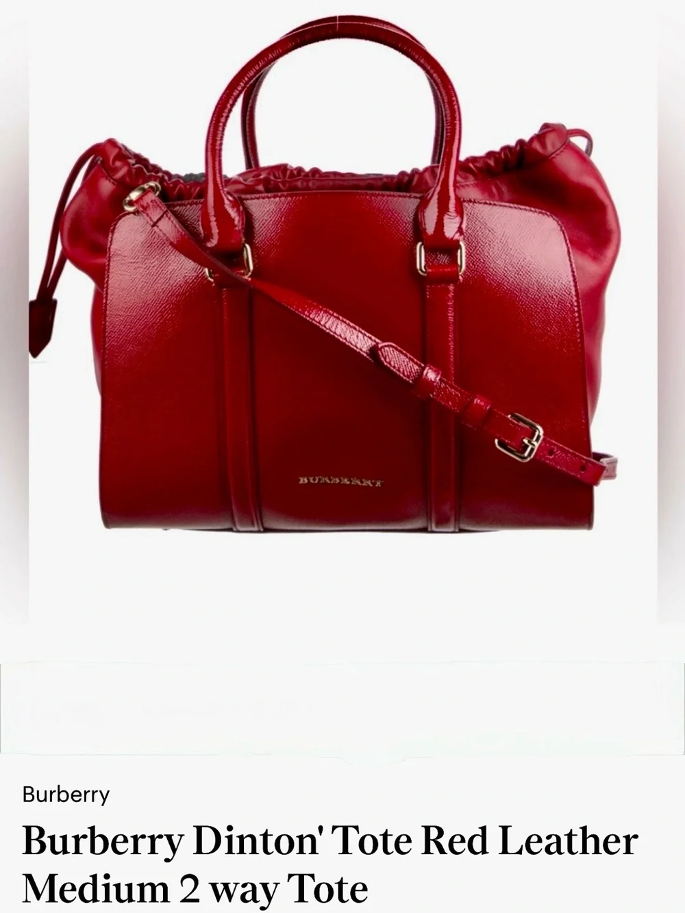 Burberry Burgundy Leather Satchel with Gold Hardware